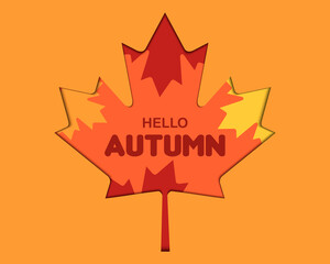 Hello Autumn Leaf Paper Vector