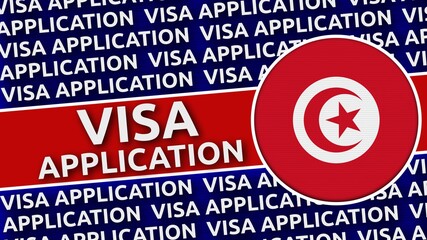 Tunisia Circular Flag with Visa Application Titles - 3D Illustration