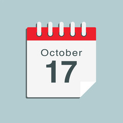 Icon day date 17 October, template calendar page