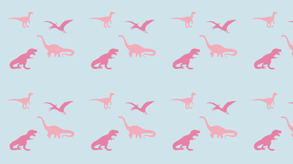 Pink dinosaurs, seamless pattern