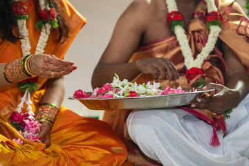 Religious rituals, traditional Hindu wedding , South India	