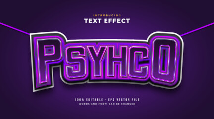 Psycho Text in Purple E-sport Style with Curved Effect. Editable Text Style Effect © WzKz