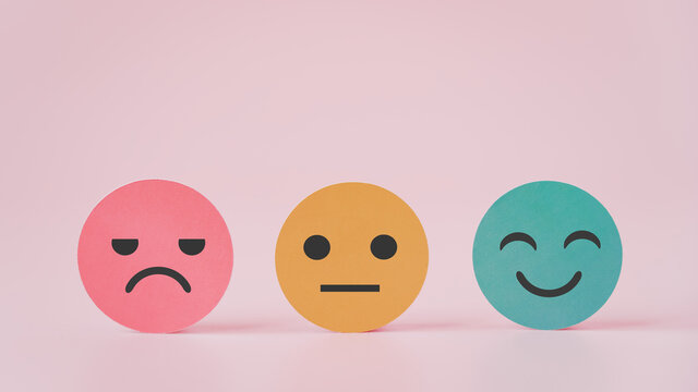 emotion paper cut   for mental health assessment ,positive thinking, world mental health day ,customer review,   satisfaction survey concept ,health counselor ,center for psychological wellness
