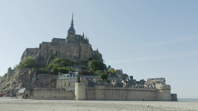 Panorama Of Abbey of Mont-Saint-Michel In Normandy, Manche, France. - sideways