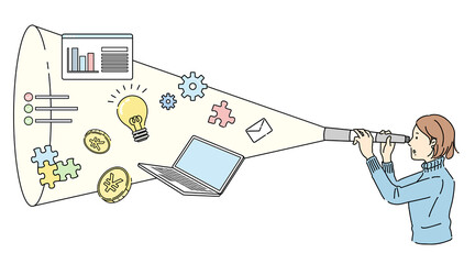 女性、ビジネスウーマン、解決策を探す女性、ビジネス、デザイン