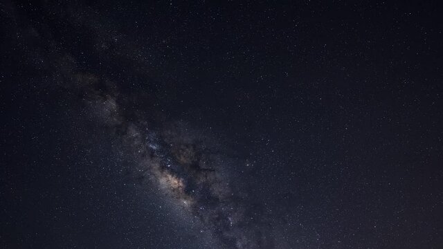 Timelaps of Milky way night sky and star on dark background.nebula and galaxy with noise , grain and dust. Photo by long exposure and select white balance.selection focus.amazing