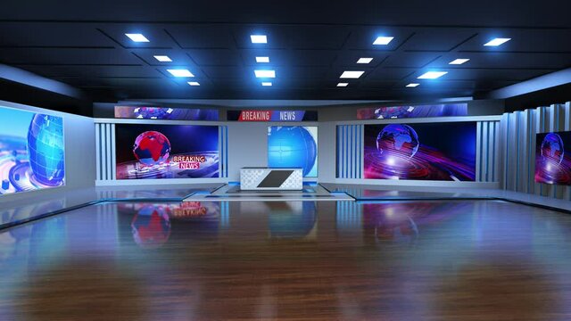 3d Virtual News Studio Background Loop Stock Video Adobe Stock