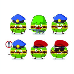 A dedicated Police officer of kiwi macaron mascot design style. Vector illustration