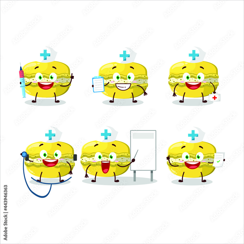 Canvas Prints doctor profession emoticon with mango macaron cartoon character. vector illustration