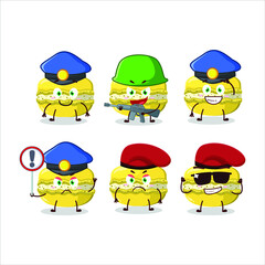 A dedicated Police officer of mango macaron mascot design style. Vector illustration