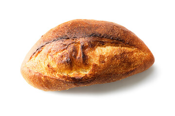 Freshly baked bread isolated on white background - Still life captured from above (top view, flat lay) - Clipping path