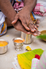 Religious rituals, traditional Hindu wedding , South India	