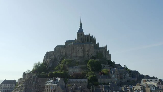 Mont-Saint-Michel Abbey, UNESCO World Heritage Site At Mont-Saint-Michel Island In Normandy, France. - wide shot