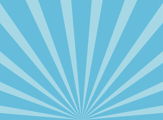 Sunlight rays background. Blue color burst background. Vector sky illustration.