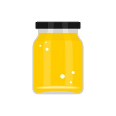 Vector illustration of a glass jar with honey, jam, butter. Realistic illustration with food.