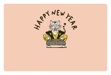 2022年寅年年賀状　コミカルな寅のイラスト
