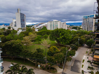 Fototapeta premium Beautiful aerial view of the City of San Jose Costa Rica, near the Sabana park and all its buildings