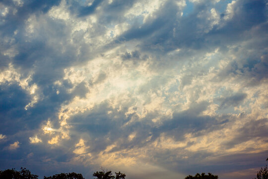 Sunset cloudy blue sky