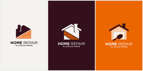 Home Improvement Logo Template Design, home renovation real estate home improvement company logo with elegant and luxurious business card display
