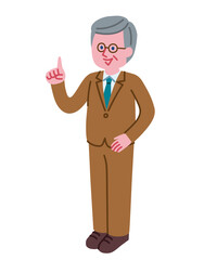 スーツを着た年配男性のイラスト(社長・上司など)