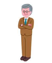 スーツを着た年配男性のイラスト(社長・上司など)