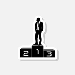 Business man on top isolated on gray background