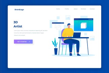 3D artist illustration landing page concept. Illustration for websites, landing pages, mobile applications, posters and banners.