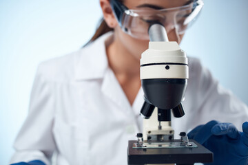 female doctor laboratory biotechnology and medicine analyzes