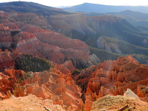 the spectacularly-colored and eroded canyons of cedar breaks national monument from point supreme overlook in southwestern utah, near brian head