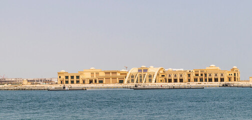 Dubai, UAE - 07.07.2021 - Construction sit near Waterfront market. Architecture