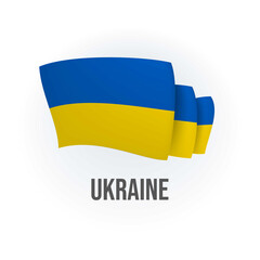 Ukraine vector flag. Bended flag of Ukraine, realistic vector illustration