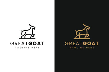 Minimalist Goat Logo with Line Art Style