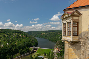Fototapeta na wymiar Lanscape view on the Znojmo water reservoir from the castle