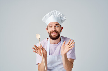 male chef in uniform kitchen professional service