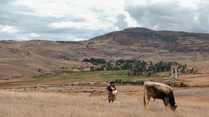 Mujer cuidando animales