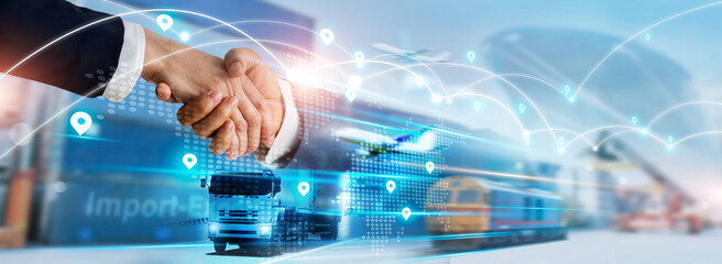 Transportation and logistics concept, Import and export business, Businessman handshake of global...