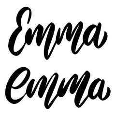 Emma. Lettering phrase on white background. Design element for greeting card, t shirt, poster. Vector illustration