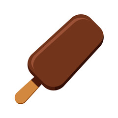Ice cream. Popsicle on a stick. Frozen dessert covered with chocolate. Vector illustration isolated on a white background for design and web.