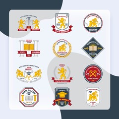 University Labels Colored vector design illustration