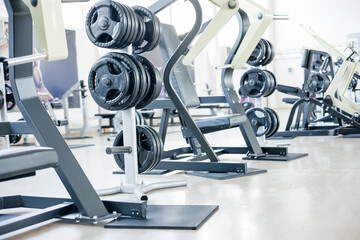 Fototapeta na wymiar Weight Training Equipment On Sport Gym. power, strength, healthy lifestyle concept