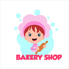 bakery shop girl character vector template design illustration