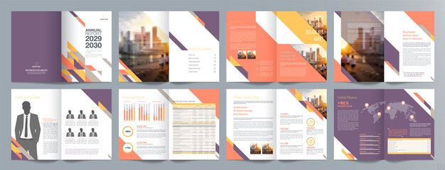 Fototapeta na wymiar Corporate business presentation guide brochure template, Annual report, 16 page minimalist flat geometric business brochure design template, A4 size.