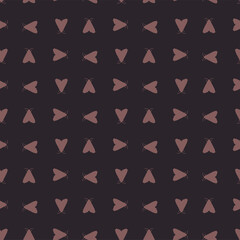 Vector seamless pattern of moths on a dark brown background.