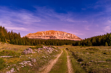 Chemin vers un sommet de montagne