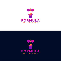 Modern initial letter T formula botlle lab logo. simple icon, template design art