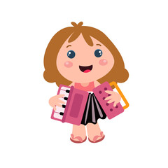 Little girls play. Children's activities vector template design illustration