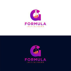 Modern initial letter G formula botlle lab logo. simple icon, template design art
