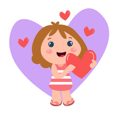 Little girl character playing activity vector template design illustration