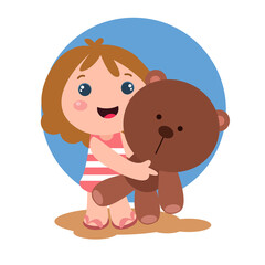 Fototapeta premium Little girl character playing activity vector template design illustration
