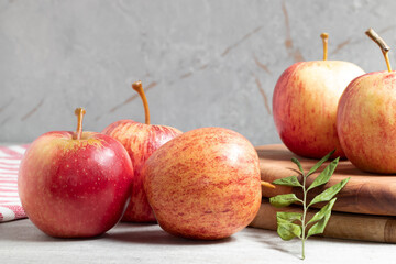 Fresh red apples on the table. Healthy organic fruit.
